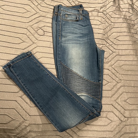 Women’s Vibrant MIU Skinny Moto Jeans Denim Blue Size 5 - Picture 2 of 7